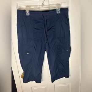 Style & Co Women’s Navy Cotton Cargo Capris Shorts L Large